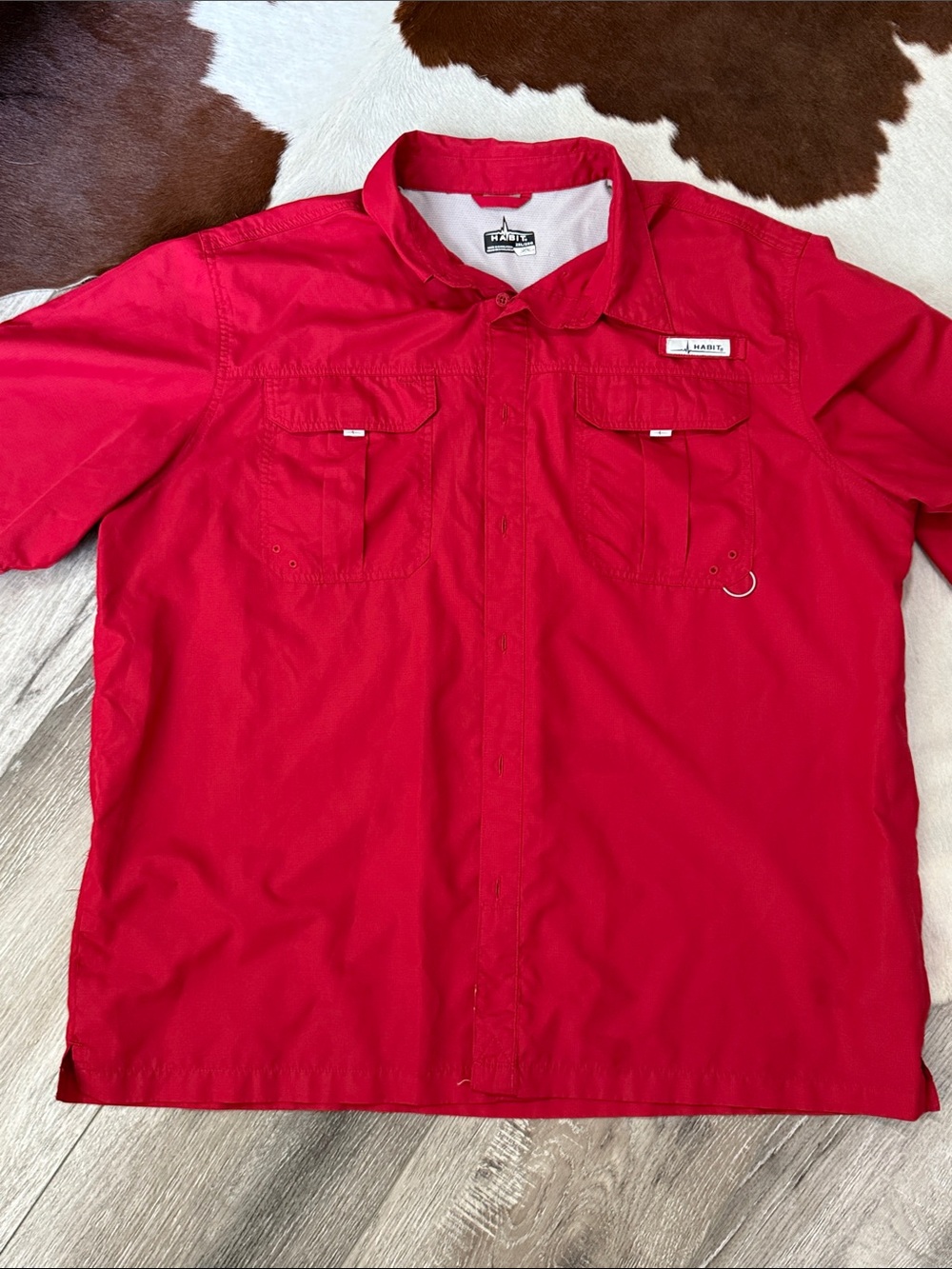 Habit brand red short-sleeve fishing shirt